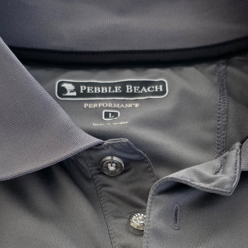 Pebble Beach Performance Men's Gray Short Sleeve Polo Shirt Size L - Picture 2 of 3